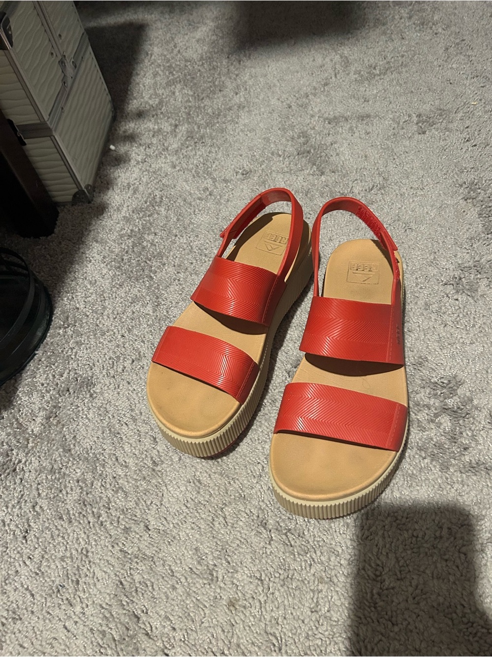 Reef Red Platform Slingback Sandals with Tan Footbed